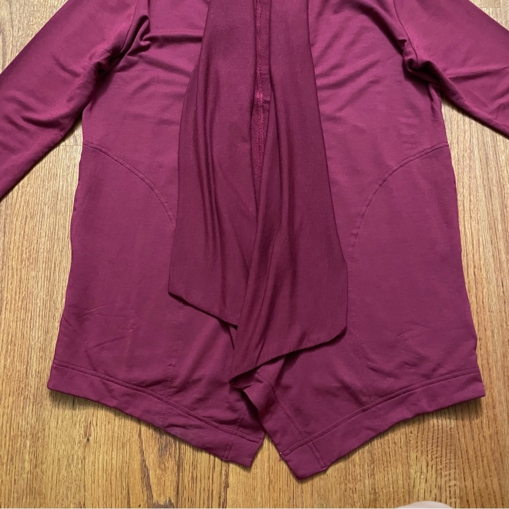 Athleta Pranayama Modal Wrap Coffeeberry Red Open Cardigan Sweater size XS - Picture 8 of 16